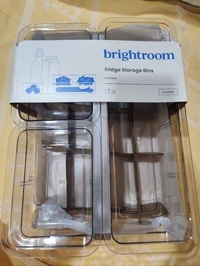 brightroom Clear Fridge Storage Bins - 4 Pack